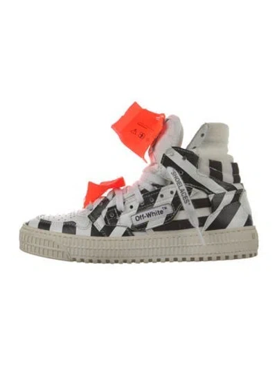 Pre-owned Off-white Leather Striped Sneakers In Black/white
