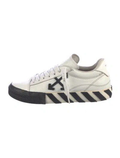 Pre-owned Off-white Leather Striped Sneakers In Black/white