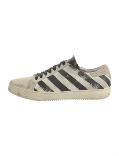 Pre-owned Off-white Leather Striped Sneakers In Neutral