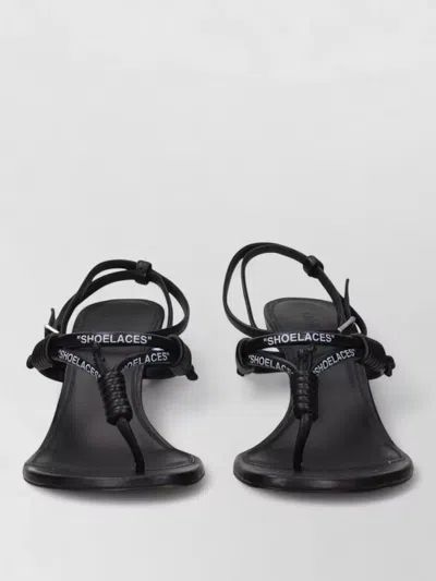 Off-white Leather Thong Sandals In Black