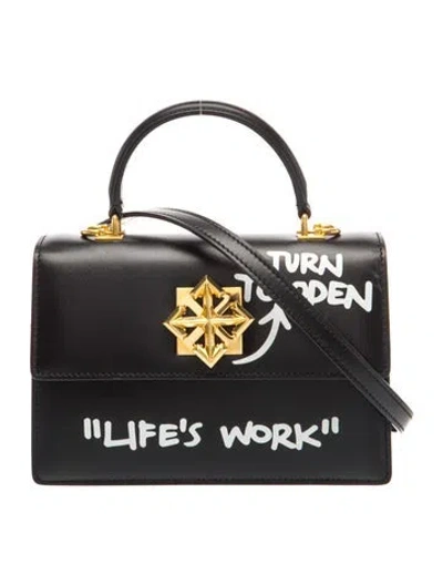 Pre-owned Off-white Leather Top Handle Bag In Black