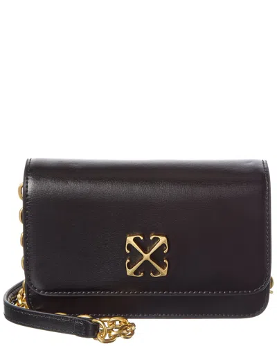 Off-white Leather Wallet On A Chain In Black