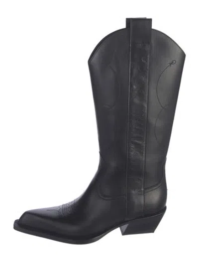Pre-owned Off-white Leather Western Boots In Black