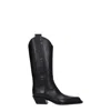 Off-white Leather Western-style Boot In Black