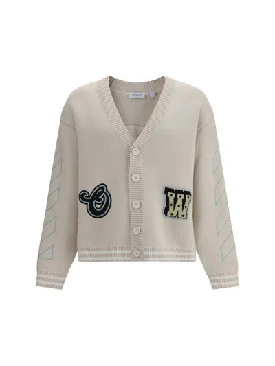 Off-white Star Logo Diagonal Varsity Cardigan In Neutral