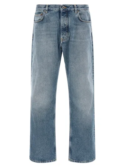 Off-white Light Blue Denim Jeans In Green