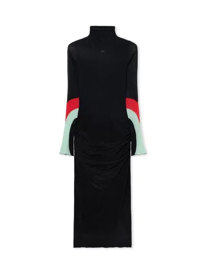 Off-white Light Jersey Insert Dress In Black