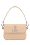 Off-white Light Pink Leather Mini Plain Binder Handbag In Brown