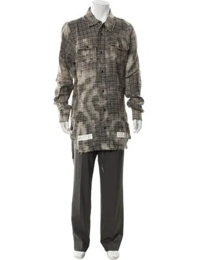 Pre-owned Off-white Linen Plaid Print Shirt In Multi