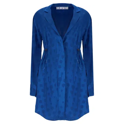Pre-owned Off-white 'liquid Melt' Monogram Jacquard-woven Shirt Dress In Blue