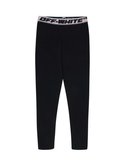 Off-white Kids' Logo Band Leggings In Black
