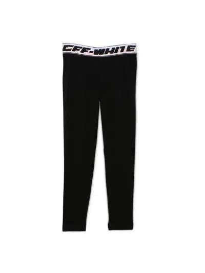 Off-white Logo Band Leggings For Girls In Black