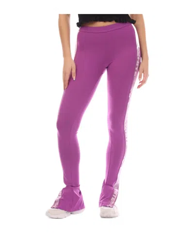 Off-white Logo Band Split Leggings In Purple