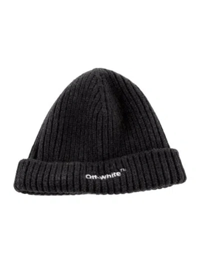 Pre-owned Off-white Logo Beanie In Grey