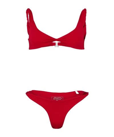 Off-white Logo Bikini Set In Red
