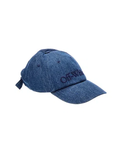 Off-white Logo Bookish Denim Baseball Cap In Blue