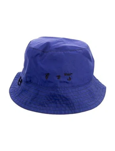 Pre-owned Off-white Logo Bucket Hat In Blue