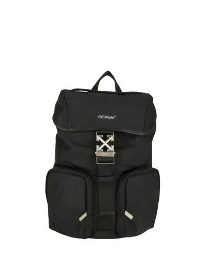Off-white Logo Buckle Backpack In Brown