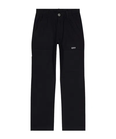 Off-white Logo Cargo Trousers Juniors In Black