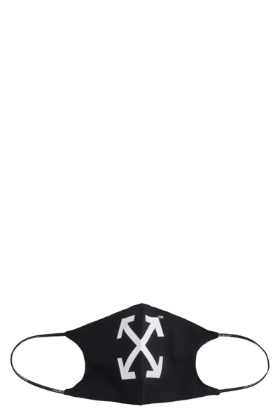Off-white Logo Cotton Mask In Black