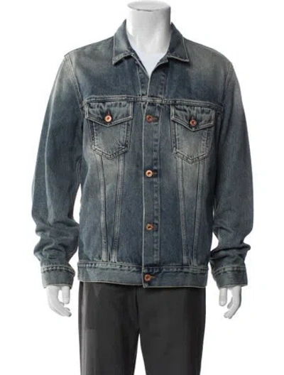 Pre-owned Off-white Logo Denim Denim Jacket In Blue
