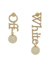 Off-white Logo Earrings For Women In Gold