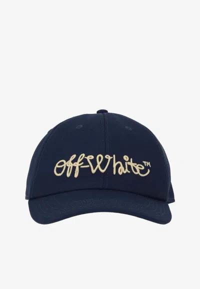 Off-white Logo Embroidered Baseball Cap In Blue