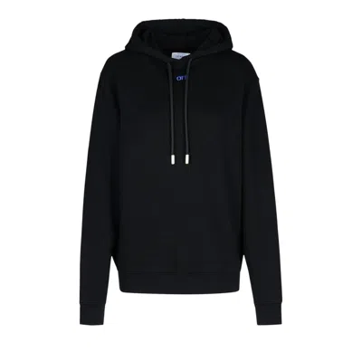 Pre-owned Off-white Logo Embroidered Drawstring Hoodie 'black' | Men's Size M