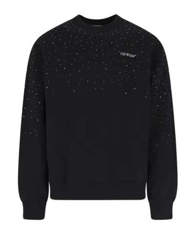 Off-white Logo Embroidered Embellished Sweatshirt In Black