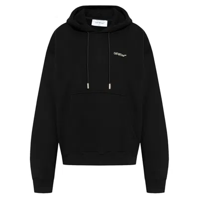 Off-white Half Arrows Graphic Pullover Hoodie With Drawstring Hood In Black