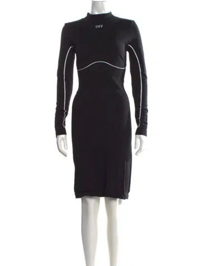 Pre-owned Off-white Logo Knee-length Dress W/ Tags In Black