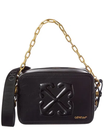 Off-white Logo Medium Leather Crossbody In Black