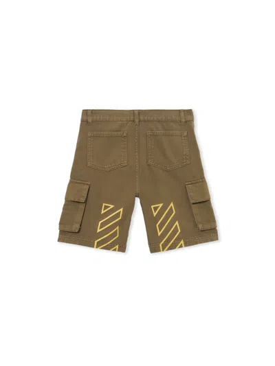 Off-white Logo Patch Diag Cargo Short In Green