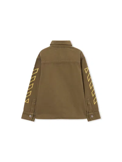Off-white Logo Patch Diagonal Long-sleeved Shirt In Brown