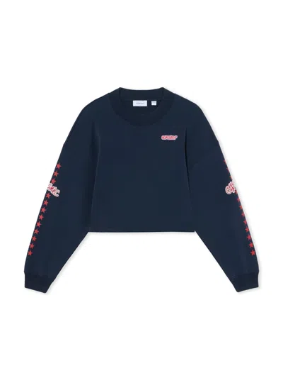 Off-white Logo Patch Star Cropped Sweatshirt In Animal Print