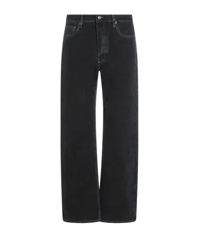 Off-white Logo Patch Straight Leg Jeans In Black