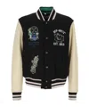 Off-white Embroidered Varsity Jacket In Black