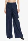 Off-white Logo Patch Wool-blend Cargo Pants In Blue