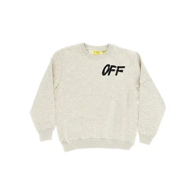 Off-white Logo Print Crewneck Sweatshirt - Kids In Neutral