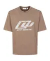 Off-white Logo Printed Crewneck T-shirt In Brown