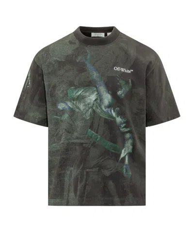 Off-white Logo Printed Crewneck T-shirt In Gray