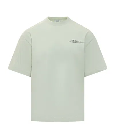 Off-white Logo Printed Crewneck T-shirt In Green