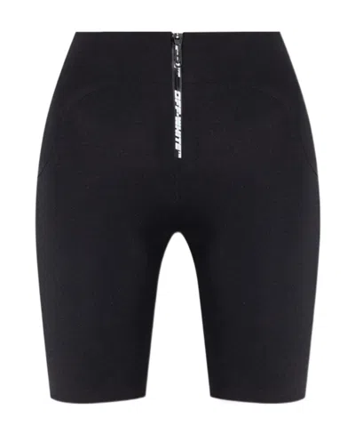 Off-white Logo Printed Zip Detailed Shorts In Black
