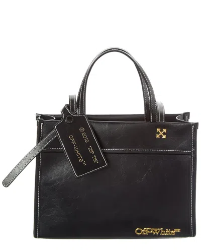 Off-white Logo Small Leather Tote In Black