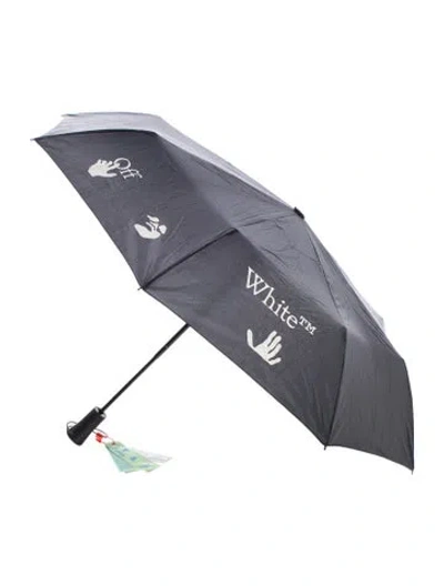 Pre-owned Off-white Logo Umbrella In Black