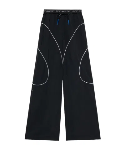 Off-white Logo Waist Wide-leg Pants In Black