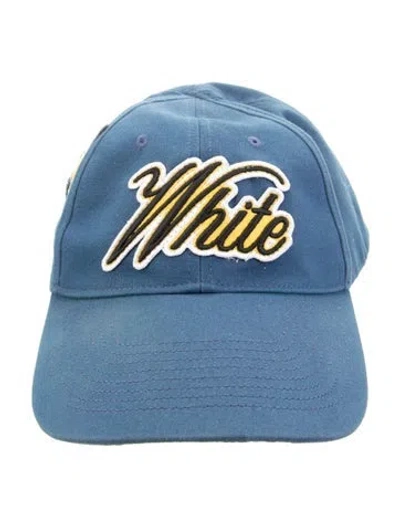 Pre-owned Off-white Logo World Varsity Baseball Hat In Blue
