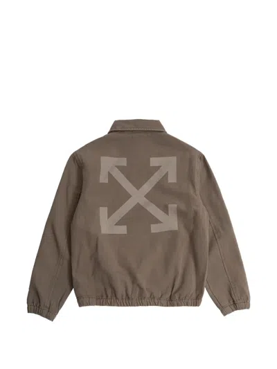 Off-white Kids' Logo-appliqué Zip-up Bomber Jacket In Green