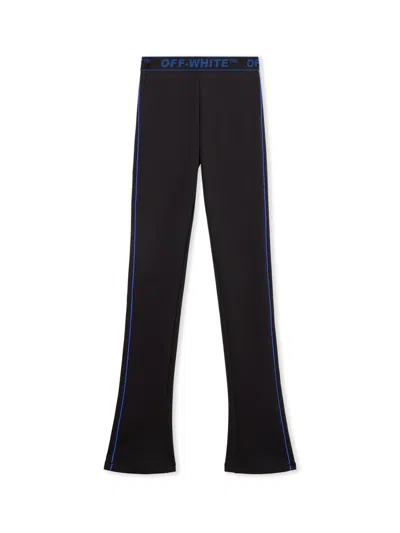 Off-white Logoband Lycra Leggings In Black-electric Blue