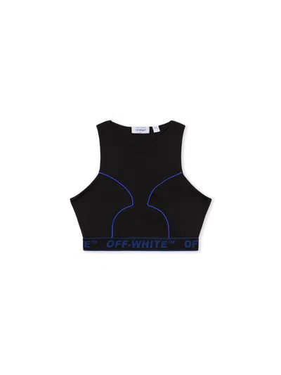 Off-white Logoband Lycra Top In Black-electric Blue